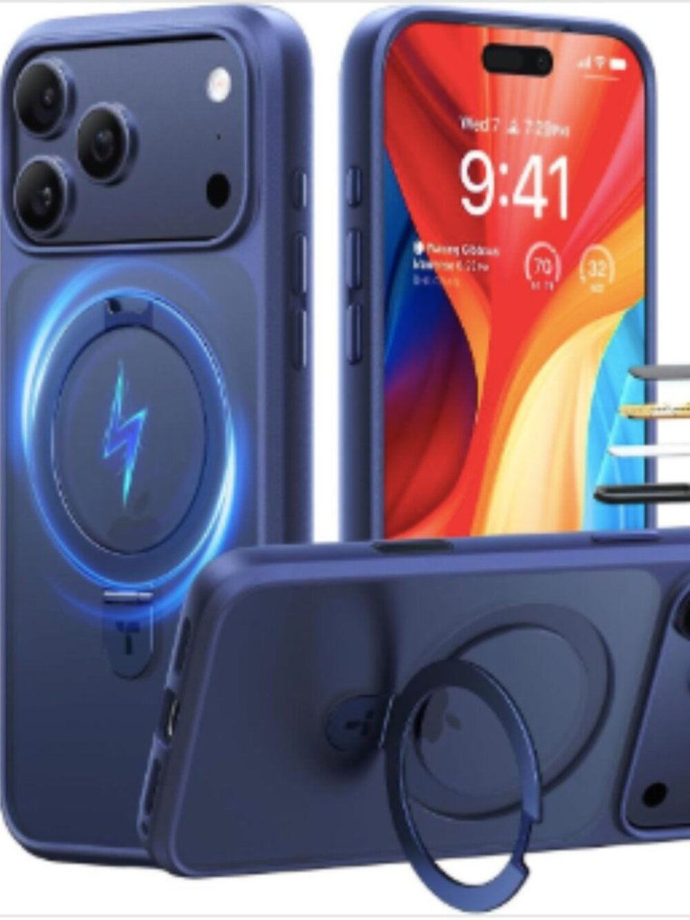 TORRAS Ostand for iPhone 17 Pro Case Magnetic, Deep Blue
